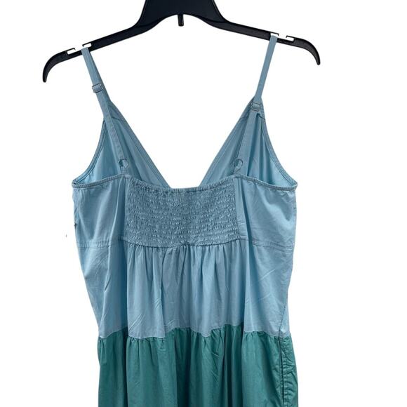 Color Block Maxi Sun Dress Tiered XL Blue Beach Smocked Babydoll Boho Cottage - Picture 5 of 7